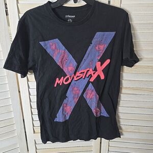 Mens Streetwear K Pop T Shirt Monsta X Small Black Korean Concert Tour Fan Merch